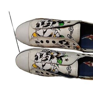 Ed Hardy "GLORY" Slip On Laceless LTHR  - SZ12 - NIB Y2K Skater, Punk, Tattoos.